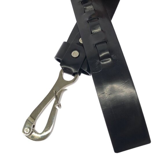Celine Pelican Hook Buckle Leather Belt Black 30 75 main image 6